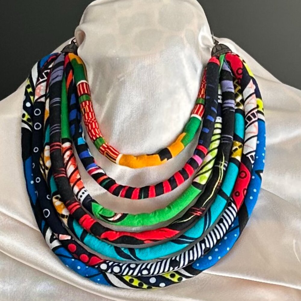 African Fabric Bib Nicklace